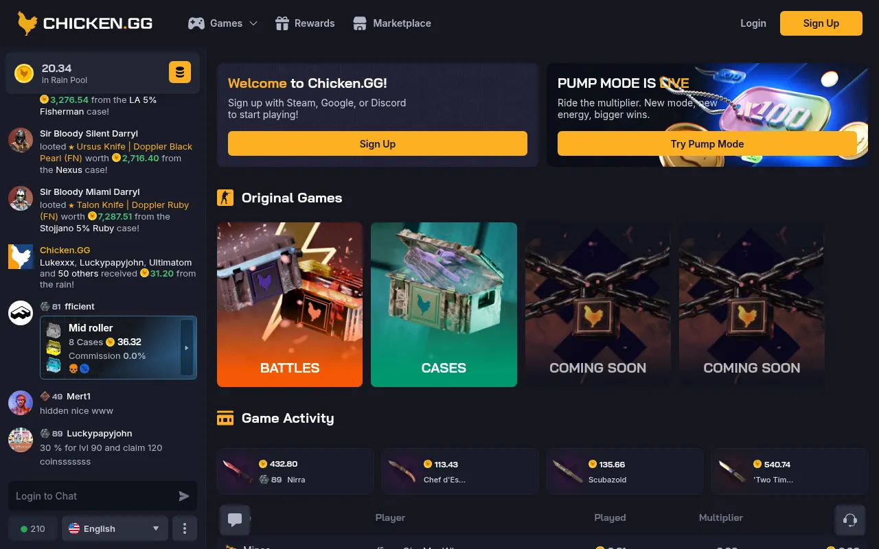 Screenshot of chicken.gg