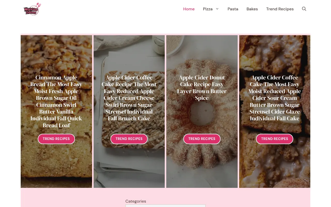 Screenshot of nonnasdishes.com