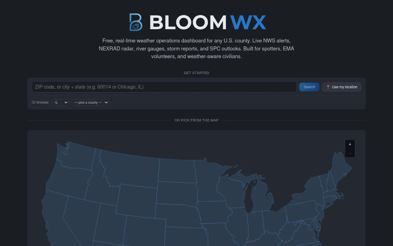 Screenshot of bloomwx.com