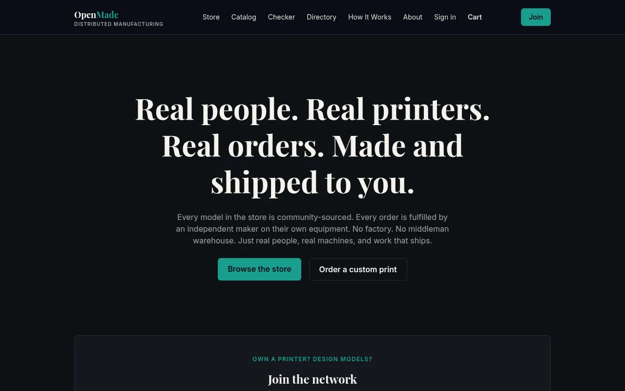 Screenshot of openmade.com