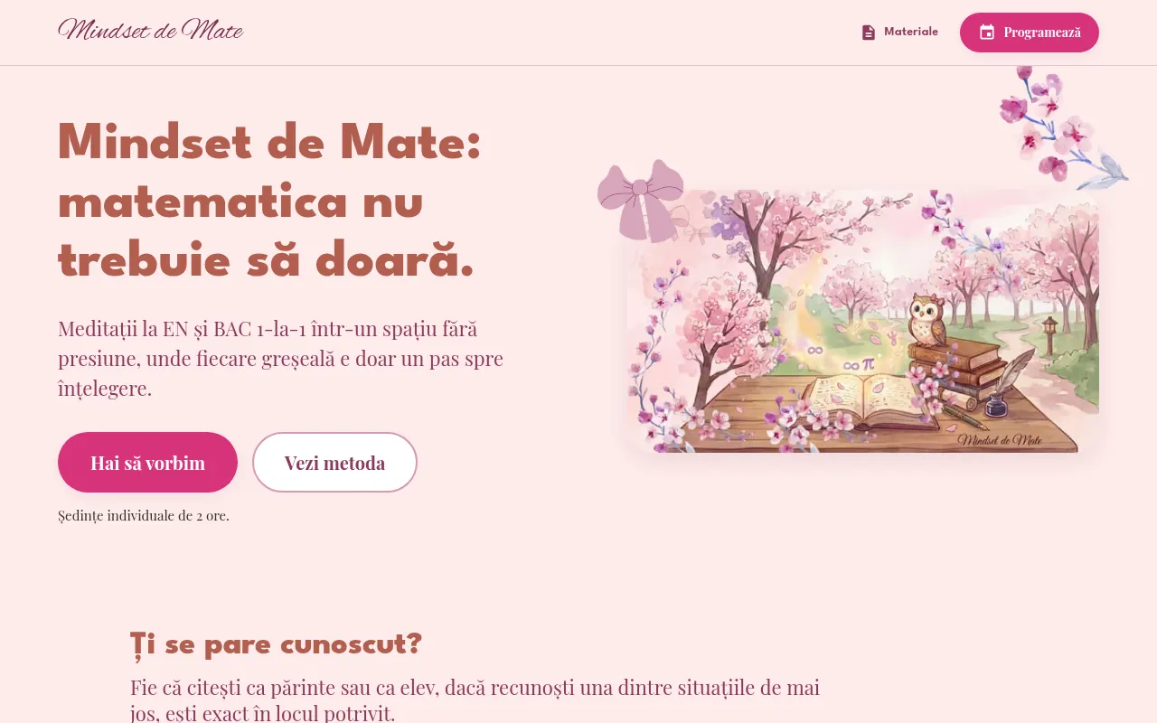 Screenshot of mindsetdemate.ro